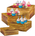 Roowest 4 Pack Wooden Display Risers, Rustic Cake Stands, Rustic Brown by Roowest