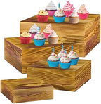 Roowest 4 Pack Wooden Display Risers, Rustic Cake Stands, Rustic Brown by Roowest