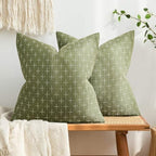 MIULEE Pack of 2 Decorative Burlap Linen Spring Throw Pillow Covers Farmhouse Pillowcases Modern Rustic Woven Textured Cushion Cover for Sofa Couch Bed 24x24 Inch Sage Green by MIULEE