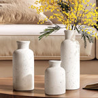 LE TAUCI Ceramic Vase Set of 3, Matte Flower Vases for Fresh or Dried Flowers, Modern Farmhouse Home Decor for Coffee Table, Mantel, Shelf, Entryway, Speckled White by LETAUCI
