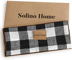 Solino Home 100% Linen Table Runner, 14 x 132 in, Black and White Check - Image 5