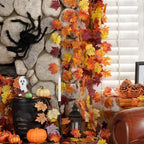 CQURE 16 Pack Fall Garland, Total 126Ft Artificial Autumn Maple Leaves Garland Hanging Vines, Thanksgiving Halloween Harvest Decor for Fireplace Mantle Table Indoor Outdoor - Image 2