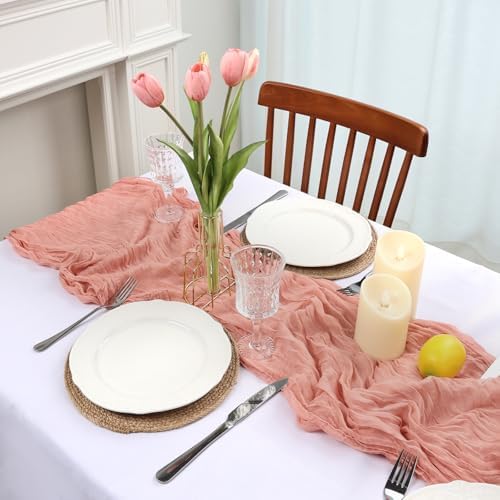 16 Pack Peach Cheesecloth Table Runner 23 x 120 Inch 10Ft - Image 3