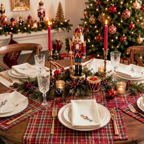 SmoothNovelty 6 Pcs Christmas Nutcracker Cloth Napkins Embroidery Linen - Image 5