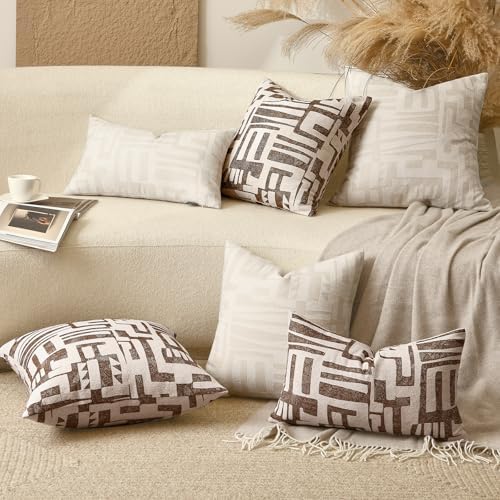 Lumbar Pillow Cushion Cover 20x12 Inch, Double-Sided Geometric Pattern Pillow Covers, Modern Designer Original Pillowcase for Sofa, Bed, Rattan Chair, Bedroom, Living Room(Brown) - Image 6