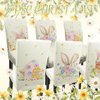 Easter Chair Covers Set of 6 Floral Bunny Chair Back Covers Easter Dining Chair Covers for Party Kitchen Decorations - Image 7