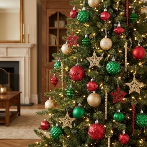Valery Madelyn 100ct Christmas Tree Decorations Variety Ball Ornaments Set - Image 2