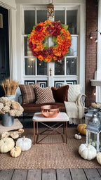 24" Artificial Fall Floral Wreath for Front Door Autumn Wreath with Pumpkin Peony Hydrangea for Halloween Thanksgiving Day Indoor Outdoor Farmhouse Window Wall Décor - Image 7