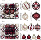 48 Pcs Christmas Balls Ornaments for Christmas Tree, Painted Shatterproof Plastic Decorative Baubles Hanging Ornaments for Xmas Tree Wreath Holiday Party Wedding Decoration, Wine Red - Image 2