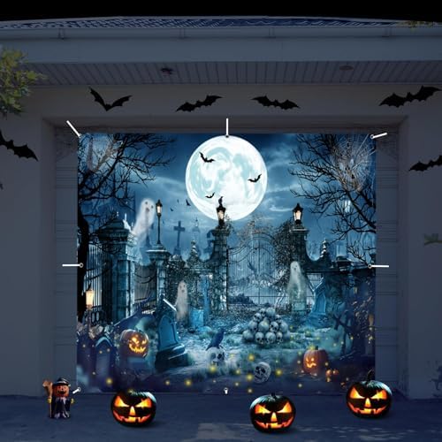 Halloween Garage Door Decorations Cover Banner Scary Halloween Backdrop - Image 4