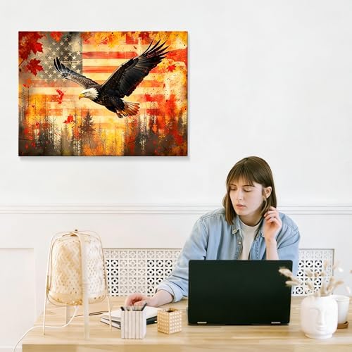 HomeifHue July 4th Patriotic Canvas Wall Art 4th of July USA Decorations American Flag Painting Picture Eagle Pictures for Wall Decor Independence Day Home Decor（F5 20x24in） - Image 7