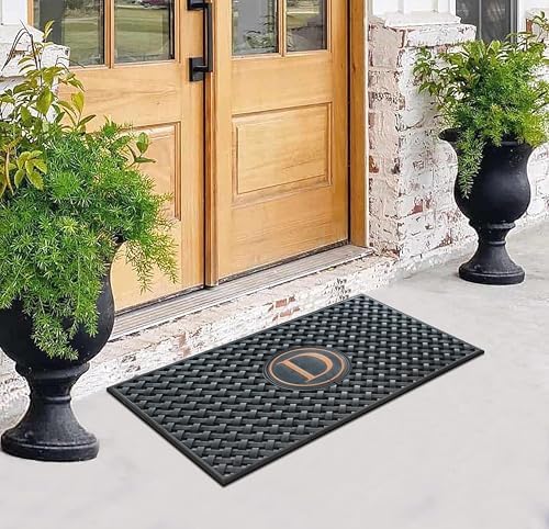 A1HC Natural Rubber Front Door Mat 24x39 inches, Monogrammed Doormat for Entryway, Heavy Duty Shoe Scraper Welcome Mat for Porch, Patio & Outside Entrance - Black - Image 5