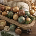 24 Pcs Neutral Christmas Ornament 2.36'' Textured Tree Decor,Aged by Suilung