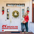 VINGLI 24" Battery Operated Christmas Wreath with 50 LED Lights - Image 7
