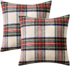 MIULEE Christmas Plaid Decorative Pillow Covers Set of 2 22x22inch White - Image 7