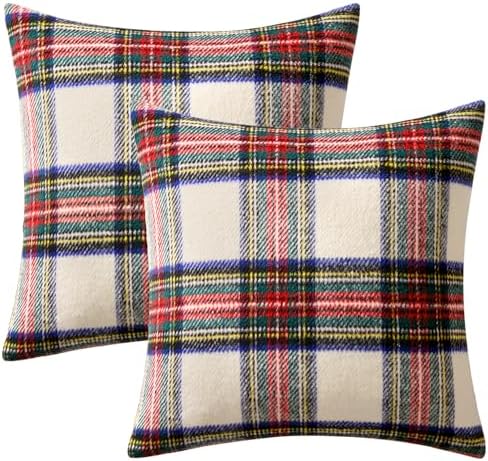 MIULEE Christmas Plaid Decorative Pillow Covers Set of 2 22x22inch White - Image 7