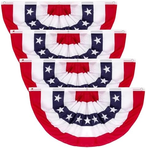 12 PCS 4th of July Banner Flag, 2 × 4 FT Red White Blue Pleated Fan Flag, Independence Day American Banner, Patriotic Fan Bunting for Fourth of July Party Decorations 250th Anniversary by Heartome