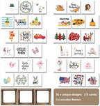 Spring Decor Farmhouse Summer Home Decor Signs 36 Interchangeable Sayings with 3 Wooden Frames for Office and Living Room Tiered Tray Decor Table Desk Wall Decor Seasonal Decoration Holiday Gift - Image 2