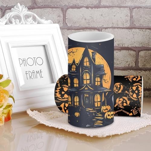 Haunted House LED Candles with Remote Timer Color Changing Control for All Saints' Day Decoration Set of 2 Flameless LED Candles Halloween Decorations - Image 4