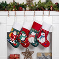 BHD BEAUTY Christmas Stocking 4 Pack White Green Red Velvet Embroidery Pattern Soft Faux Fur for Family Decorations Hanging Ornament for Xmas Holiday Party by bhdbeauty