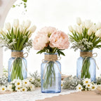 6 Pack Mason Jar Vases for Centerpieces, Blue Glass Flower Vase - Image 5