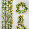 4 Pcs Faux Flowers Garland Plant, Artificial Vines Hanging Flowers Leaves Greenery Garland for Wedding Backdrop Arch Wall Decor, 6 Feet/pcs UV Resistant Indoor Outdoor by Unknown