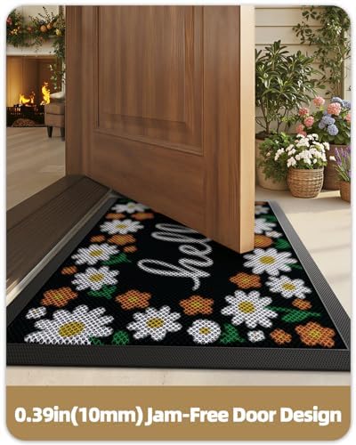 Color&Geometry Outside Welcome Front Door Mat, 36"x60" Daisy Cream - Image 6