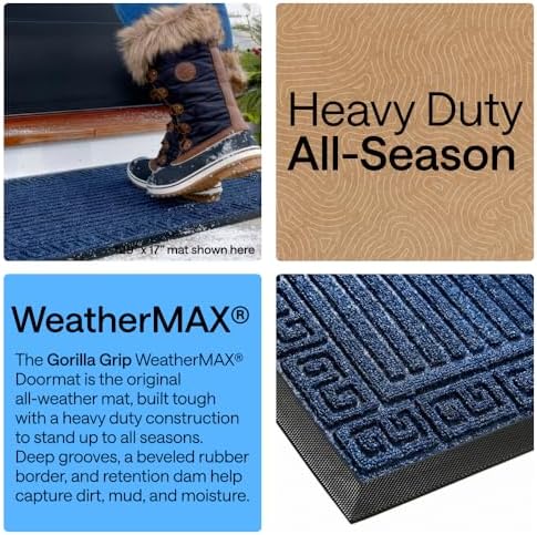 GORILLA GRIP WeatherMAX Door Mat, Indoor Outdoor, 72x24, Navy Greek Keys - Image 3