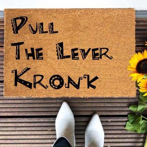 Funny Coir Doormat Pull The Lever Kronk Welcome Front Porch Patio Garage Enter Area Decor Doormats For The Entrance Way Outside Personalized Rugs Heavy-Duty Back Non Slip Outdoor Mat 23.6 x 15.7 inch - Image 4