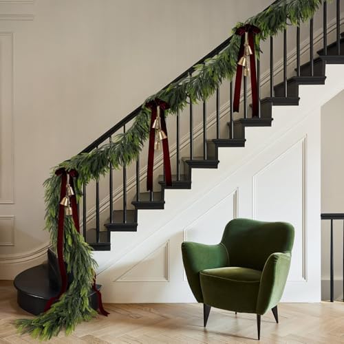 N&T NIETING 6FT Christmas Norfolk Pine Garland Real Touch Pine Artificial Faux Greenery Garlands Winter Christmas Garland for Table Mantle Fireplace Holiday Indoor Outdoor Xmas Decorations (1 Pcs) - Image 5