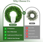 32'' Large Boxwood Wreath, Foldable Green Wreath with a Sash - Image 3