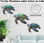 John's Studio 3Pcs Metal Turtle Sea Wall Decor Outdoor Garden Hanging Art Sculptures Home Ocean Theme Decorations for Kitchen Bathroom and Pool - Image 4