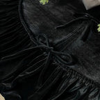 Ruffled Velvet Christmas Tree Skirt with Foam Padding, Nylon Backing and Lace-Up Tie Closure (Black, 84-Inch) - Image 4