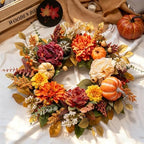 Fall Wreaths for Front Door Outside 24 Inch,Rustic Harvest Autumn Wreath - Image 5