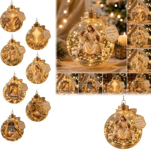 Glowing Christmas Story Ornaments, 8-Piece Light Up Mini Scene Set (Set F) - Image 4