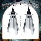 SiliFine 2 Pack Halloween Light up Ghost Decorations with Witch Hats, Black - Image 6