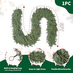 6FT Christmas Cedar Garland, Extra Full Greenery Garland with 840 Cedar Cypress Pine, Real Touch Two-Tone Evergreen Garland for Mantle Fireplace Table Stairs Door Porch, Indoor Outdoor Decorations - Image 2