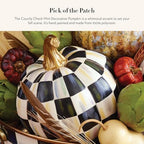 MACKENZIE-CHILDS Resin Pumpkin, Mini, Black-and-White Courtly Check - Image 2