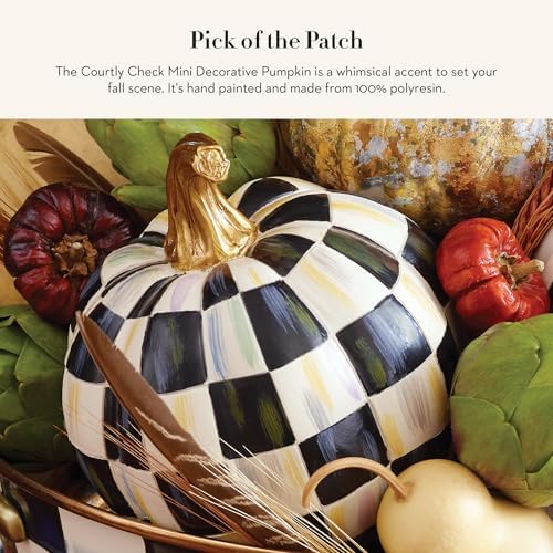 MACKENZIE-CHILDS Resin Pumpkin, Mini, Black-and-White Courtly Check - Image 2