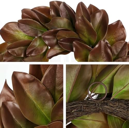 Briful 23in Christmas Magnolia Leaf Wreath for Front Door - Image 3