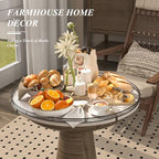 AMH 24-Inch Whitewashed Farmhouse Wooden Lazy Susan Organizer - Image 4
