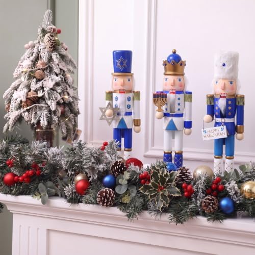 Blosssound 3 Pack 16" Hanukkah Nutcracker Decorations Wooden Jewish Decor - Image 6