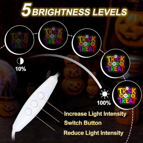Trick or Treat Neon Sign, Halloween LED Wall Decor Light 14.6x13 Inch - Image 3