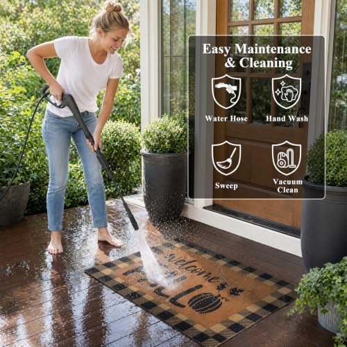 U'Artlines Welcome Fall Pumpkin Low Pile Front Door Mat 24"x36" - Image 3