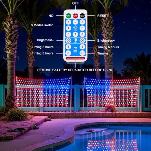 Solar American Flag Lights, 420 LED Flag Net Light Outdoor Waterproof, USA Super Bright Flags Light for 4th of July, Memorial Day, Independence Day, Yard, Garden, Christmas Decorations - Image 4