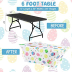 Oudain 2 Pcs Easter Table Cover Stretch Tablecloth 6 ft Egg Tablecloth - Image 2