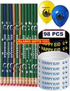 (98 Pack) Eid Balloons Eid Pencils Eid wristbands Eid Mubarak decoration EID Favors Eid decor Eid gifts Islamic wall decoration Ramadan favors Ramadan decoration Islamic Favors Muslim gifts by IslamicGifts123