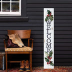 Porch Board Welcome Sign for Front Door Porch Deck Patio or Wall - Indoor Outdoor Decorative Christmas Holiday Farmhouse Rustic Vertical Porch Decor - Image 4