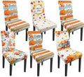 Fall Chair Covers Set of 6 Pumpkin Chair Back Covers Thanksgiving Dining Chair Covers for Party Kitchen Decorations by Unknown