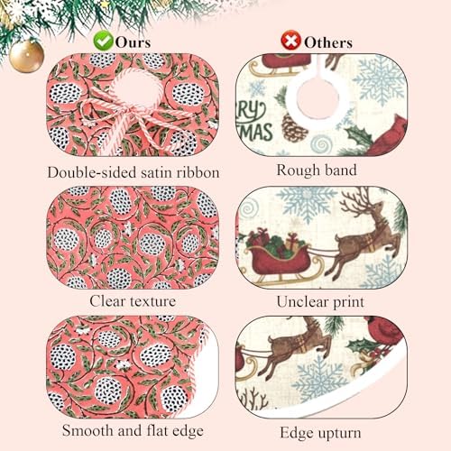 Ridhi Dark Salmon Hand Block Print Cotton Christmas Tree Skirt 70 Inch - Image 4